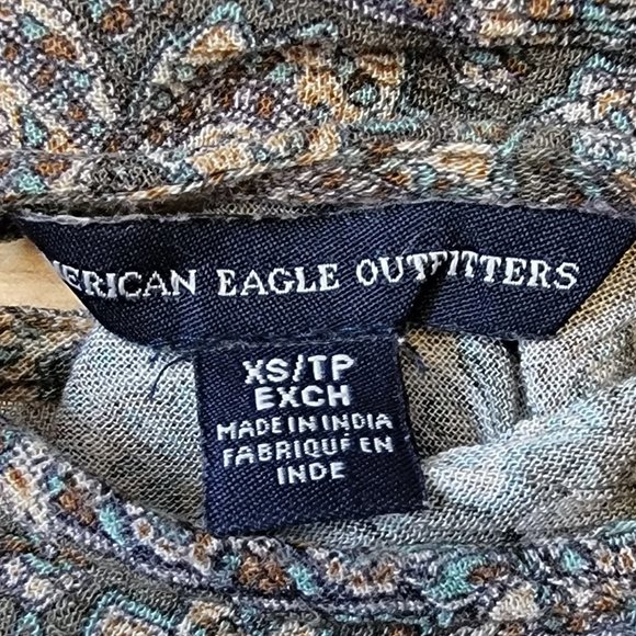 American Eagle Women's Top Off-the-Shoulders Cut-Out Pastel Print X-Small (EUC) - Picture 2 of 6